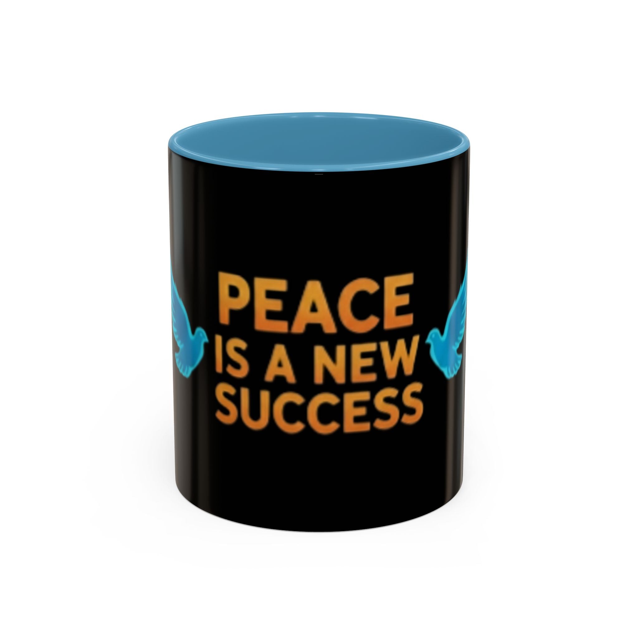 Peace Is A New Success Coffee Mug — Inspirational Dove Accent Mug (11/15 oz)
