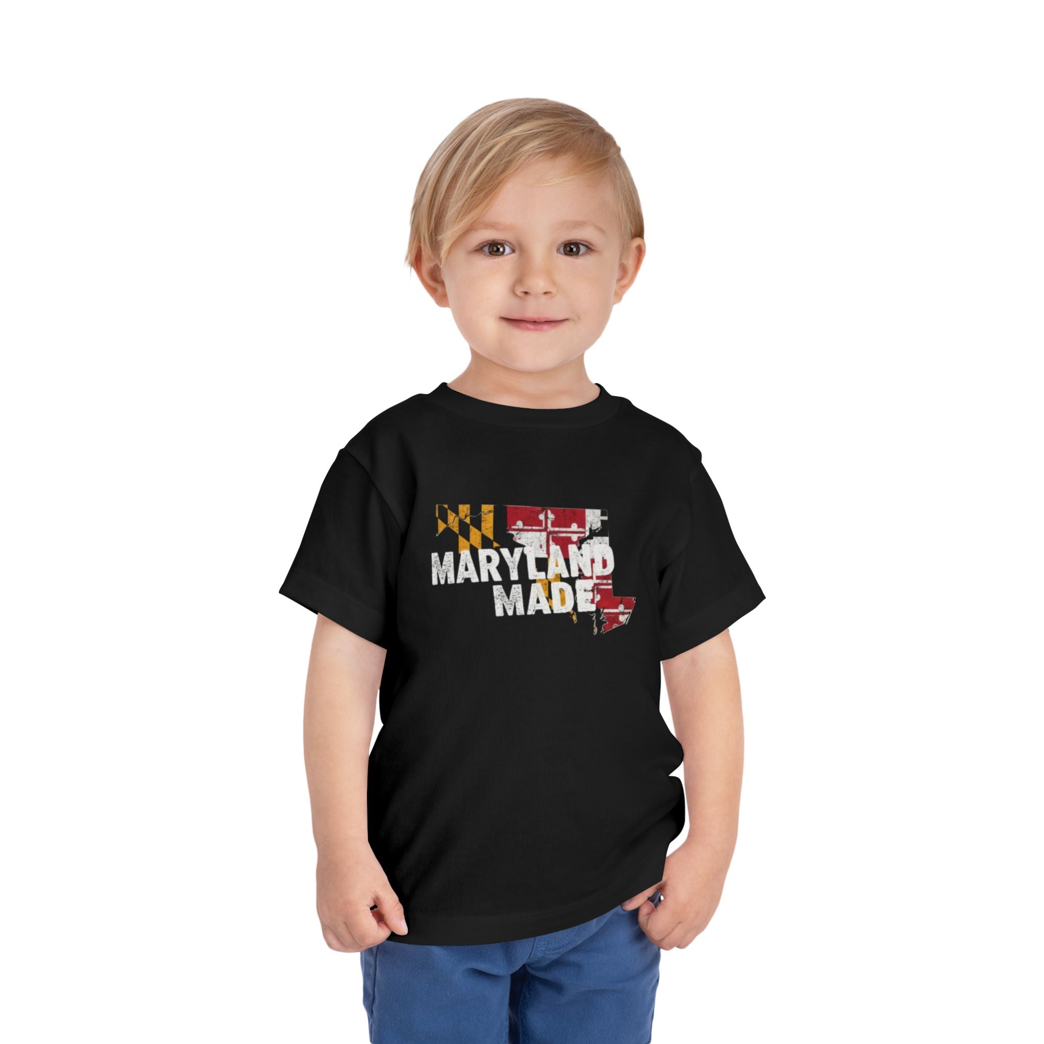 Maryland Map Toddler Tee — State Flag Silhouette Baby Shirt