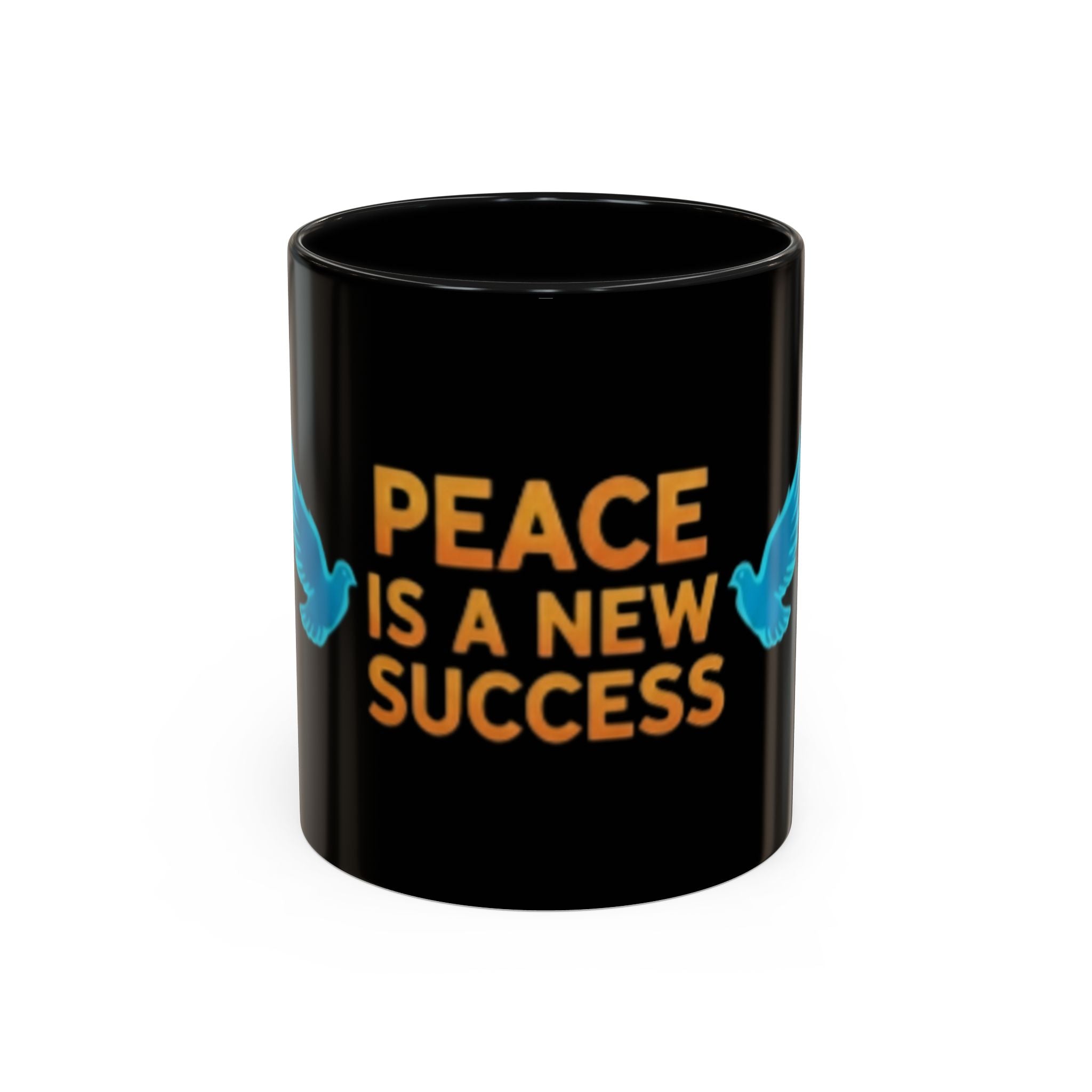 Peace Is A New Success Coffee Mug — Inspirational Dove Accent Mug (11/15 oz)
