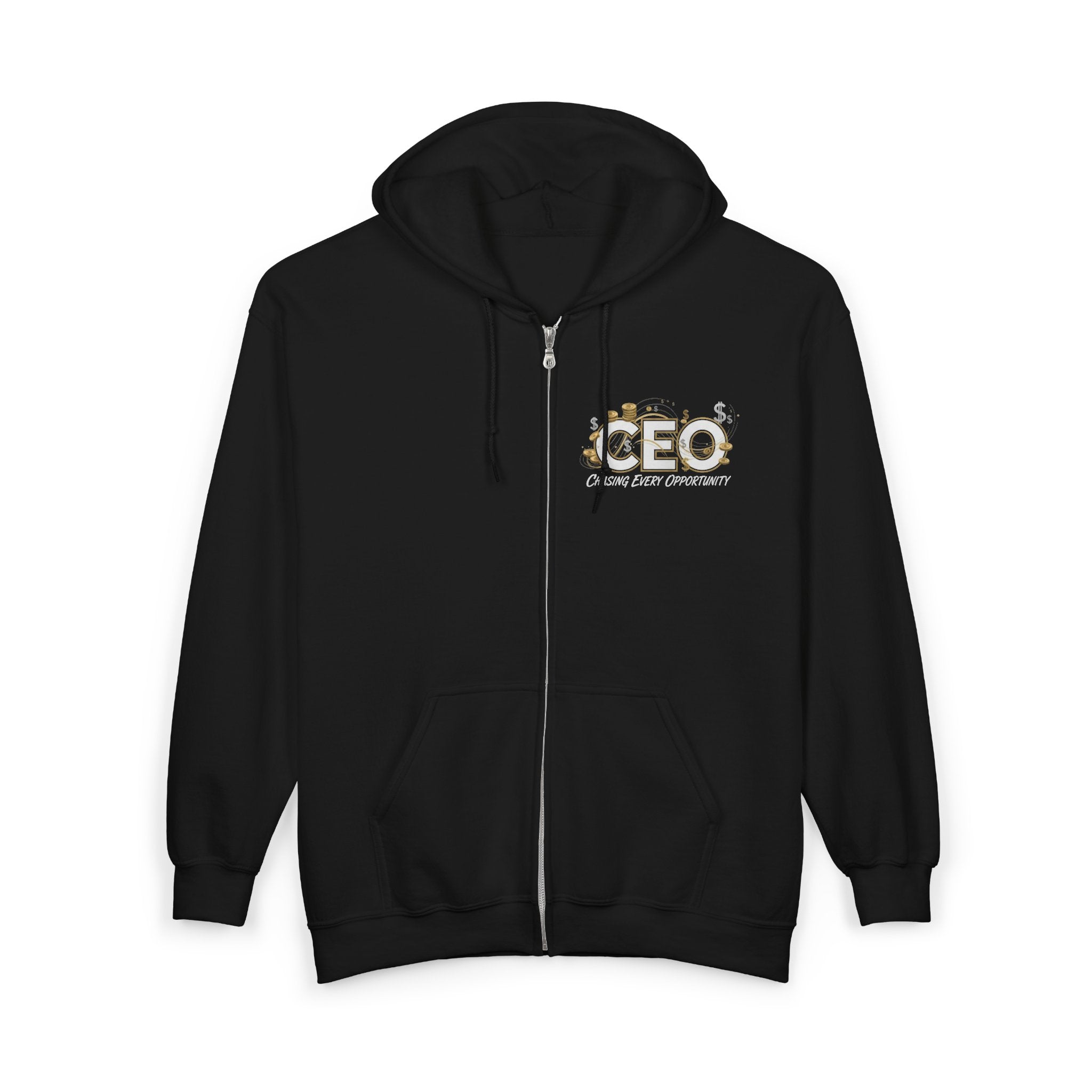 CEO Zip Hoodie "Chasing Every Opportunity" Money Graphic Full-Zip Sweatshirt