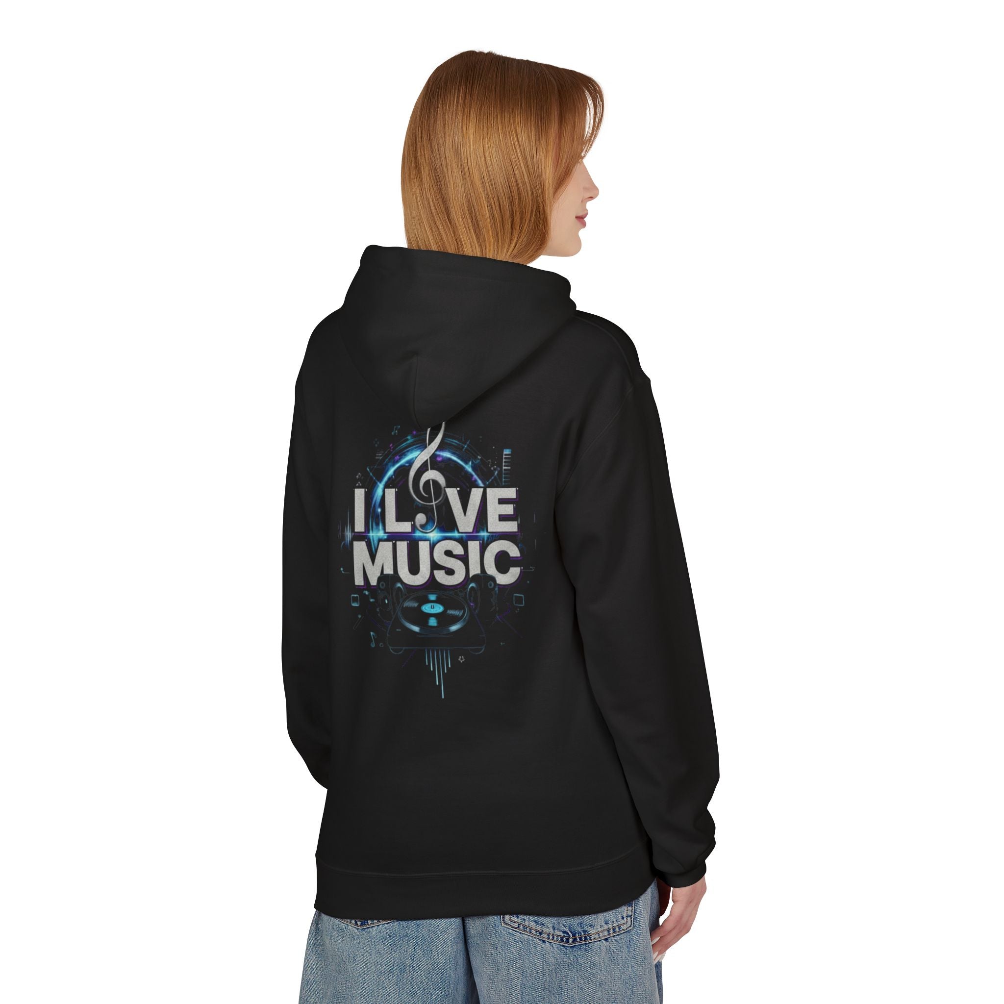 Music Lover Hoodie – "I Love Music" Graphic Pullover