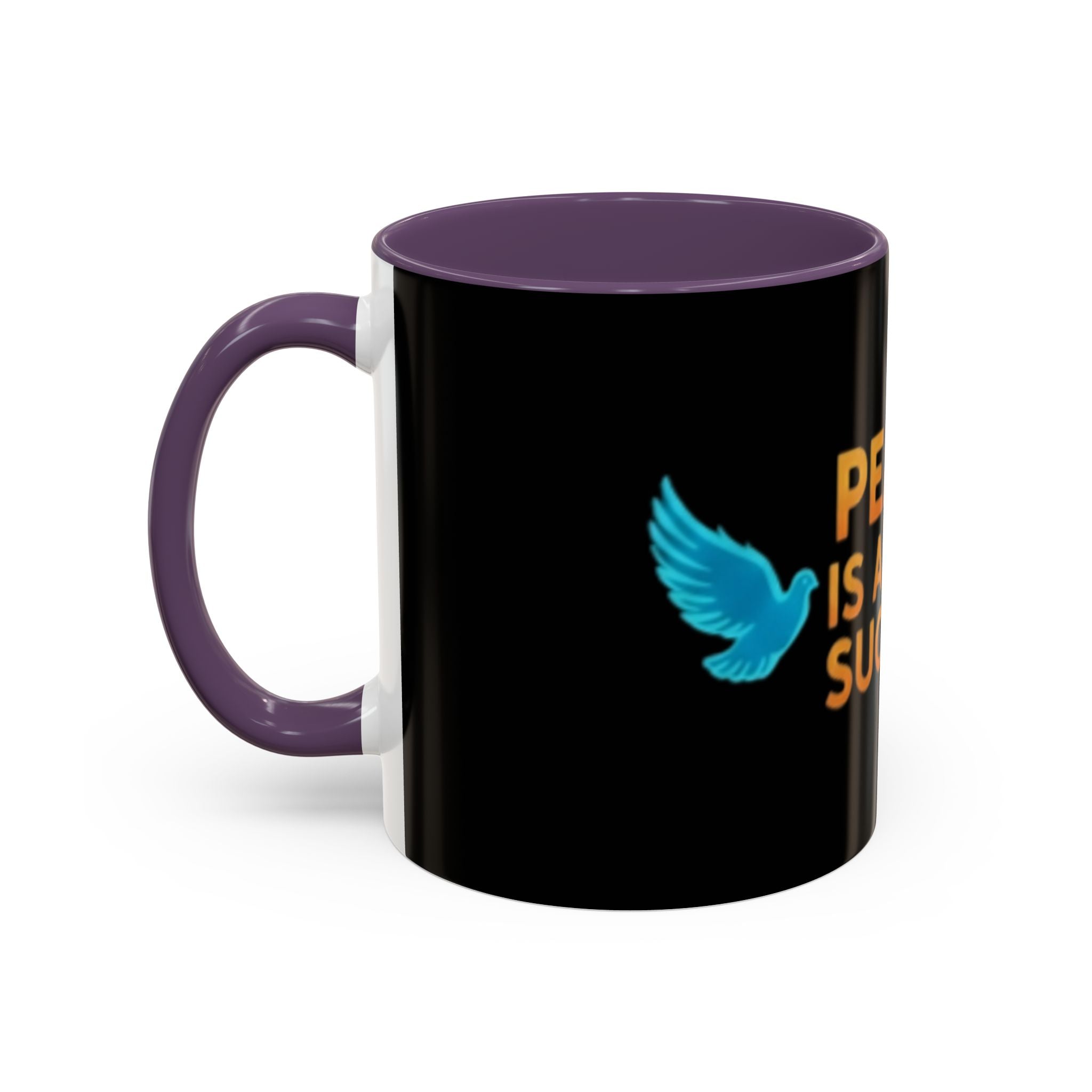 Peace Is A New Success Coffee Mug — Inspirational Dove Accent Mug (11/15 oz)