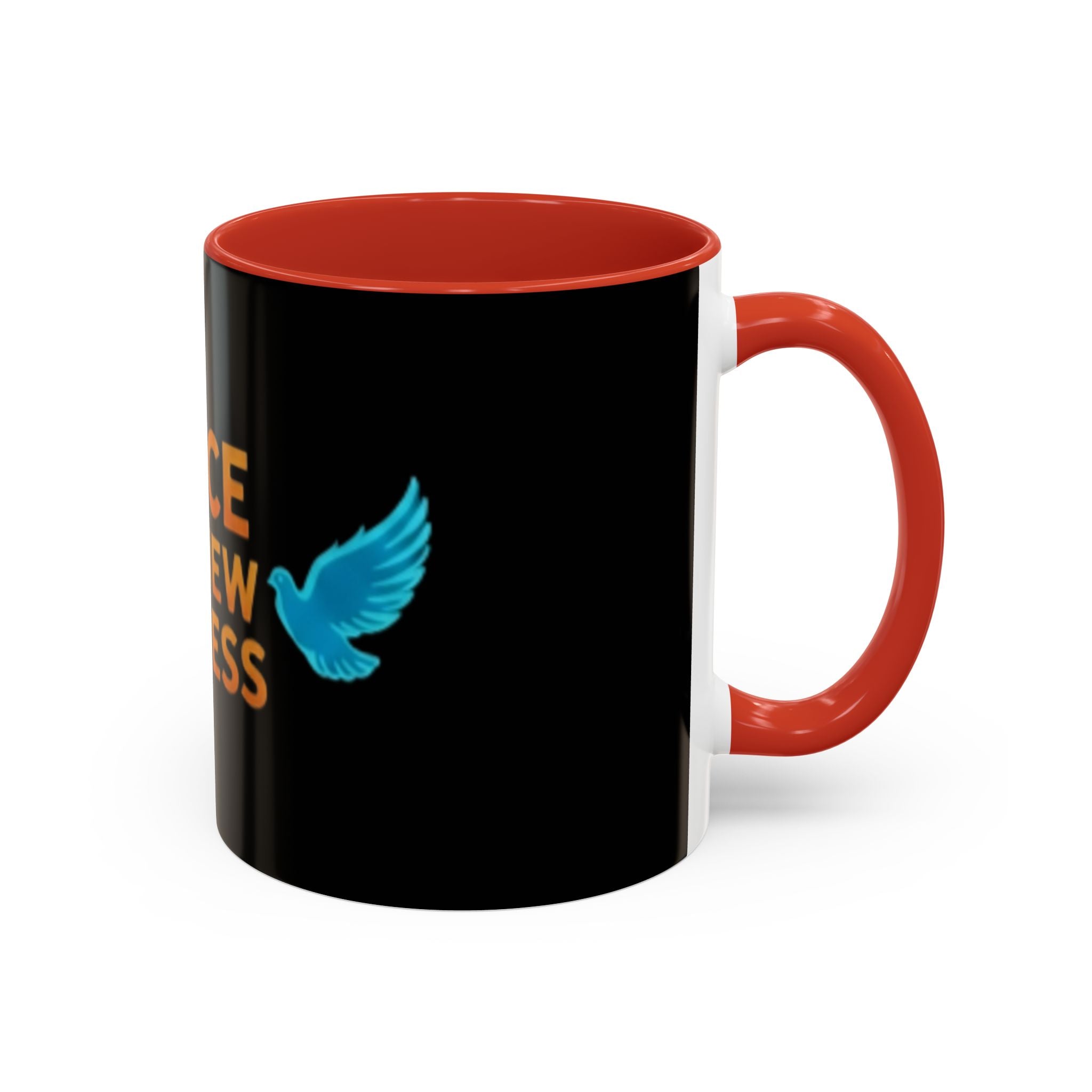 Peace Is A New Success Coffee Mug — Inspirational Dove Accent Mug (11/15 oz)