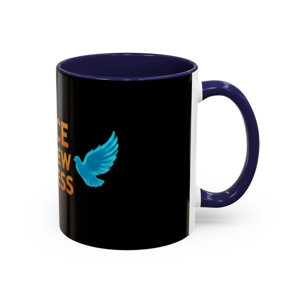 Peace Is A New Success Coffee Mug — Inspirational Dove Accent Mug (11/15 oz)
