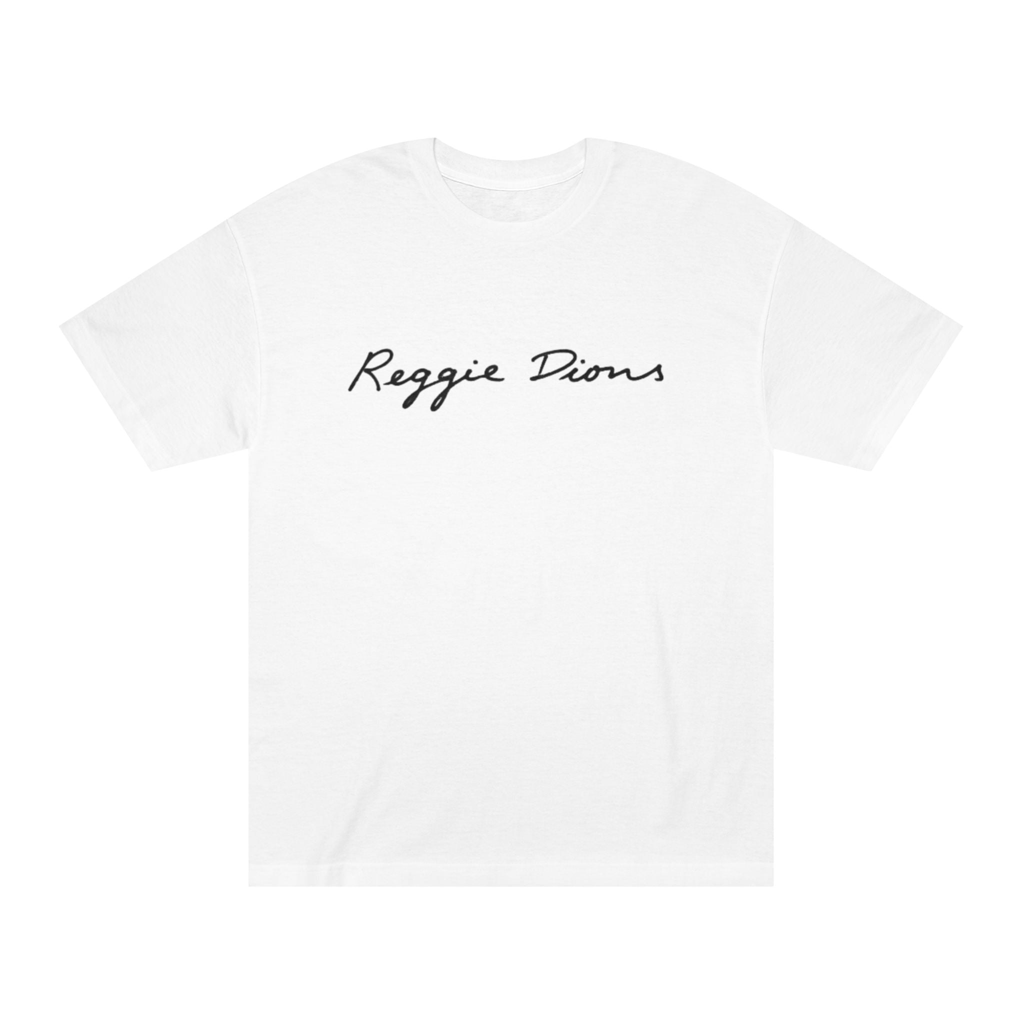 "Reggie Dious" Classic (signature script) White T-Shirt