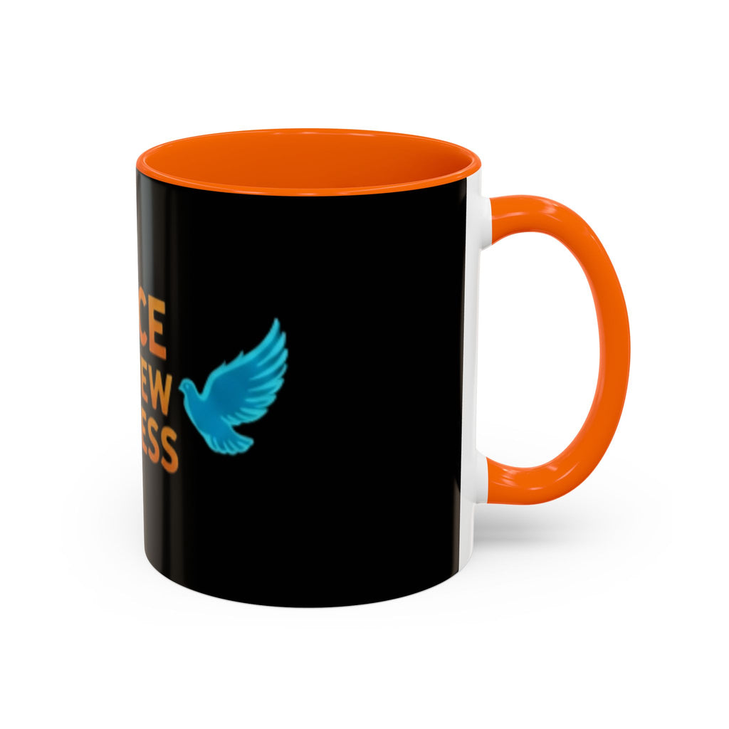 Peace Is A New Success Coffee Mug — Inspirational Dove Accent Mug (11/15 oz)