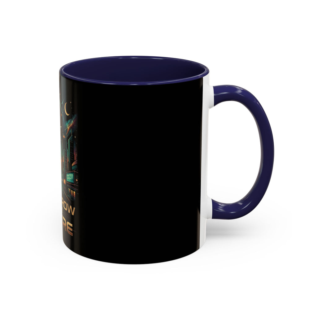 Tomorrow Is The Future Coffee Mug — Retro Space Rocket Accent Mug (11/15oz)