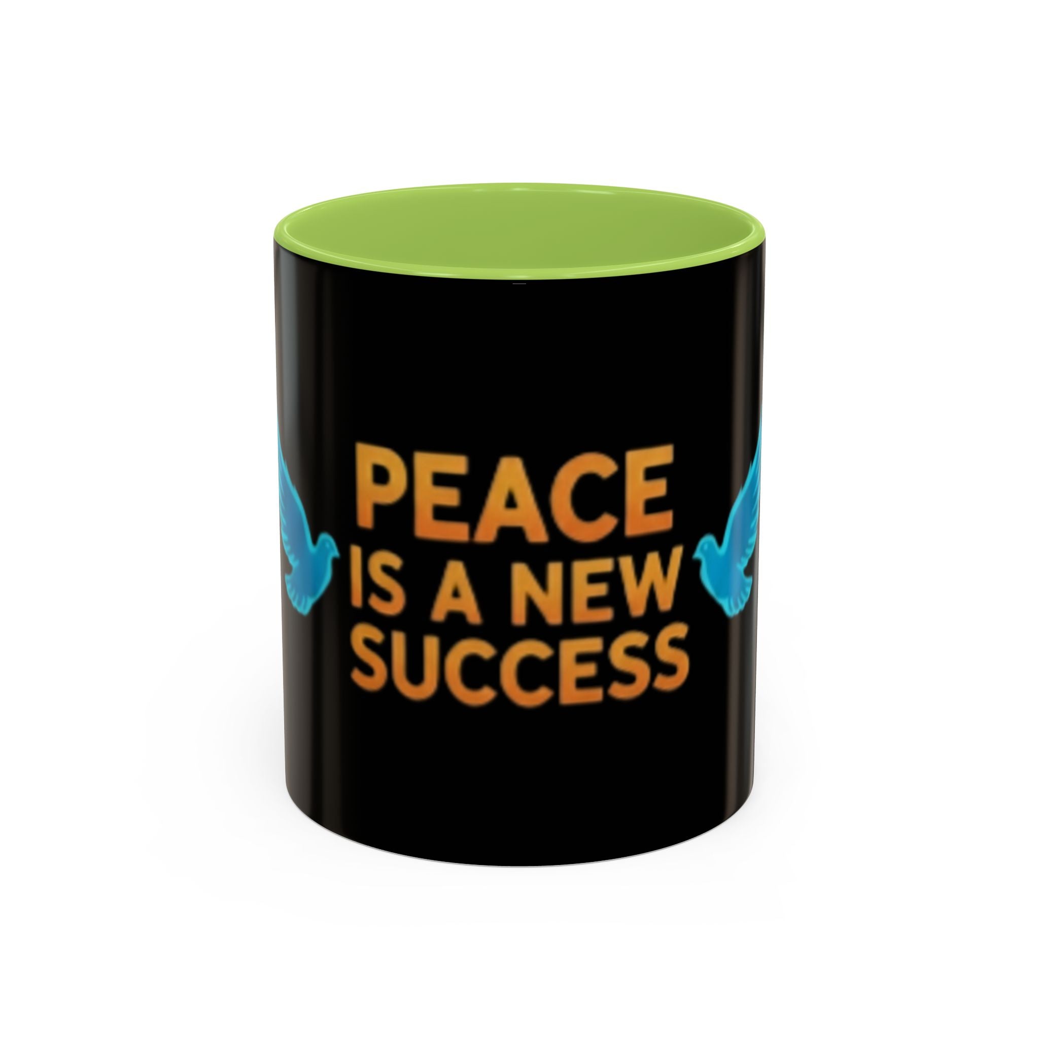 Peace Is A New Success Coffee Mug — Inspirational Dove Accent Mug (11/15 oz)