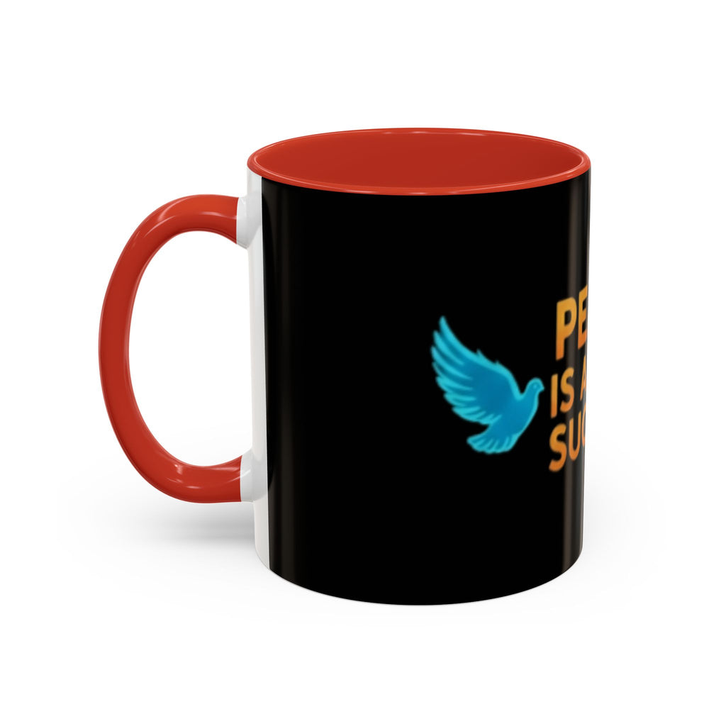 Peace Is A New Success Coffee Mug — Inspirational Dove Accent Mug (11/15 oz)
