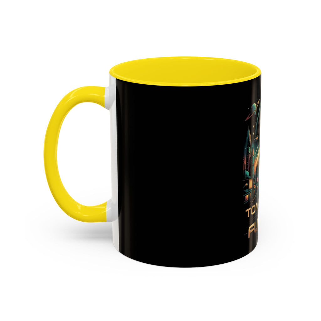 Tomorrow Is The Future Coffee Mug — Retro Space Rocket Accent Mug (11/15oz)