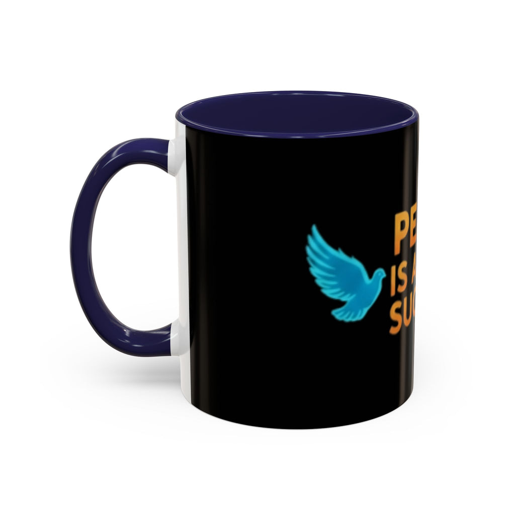 Peace Is A New Success Coffee Mug — Inspirational Dove Accent Mug (11/15 oz)