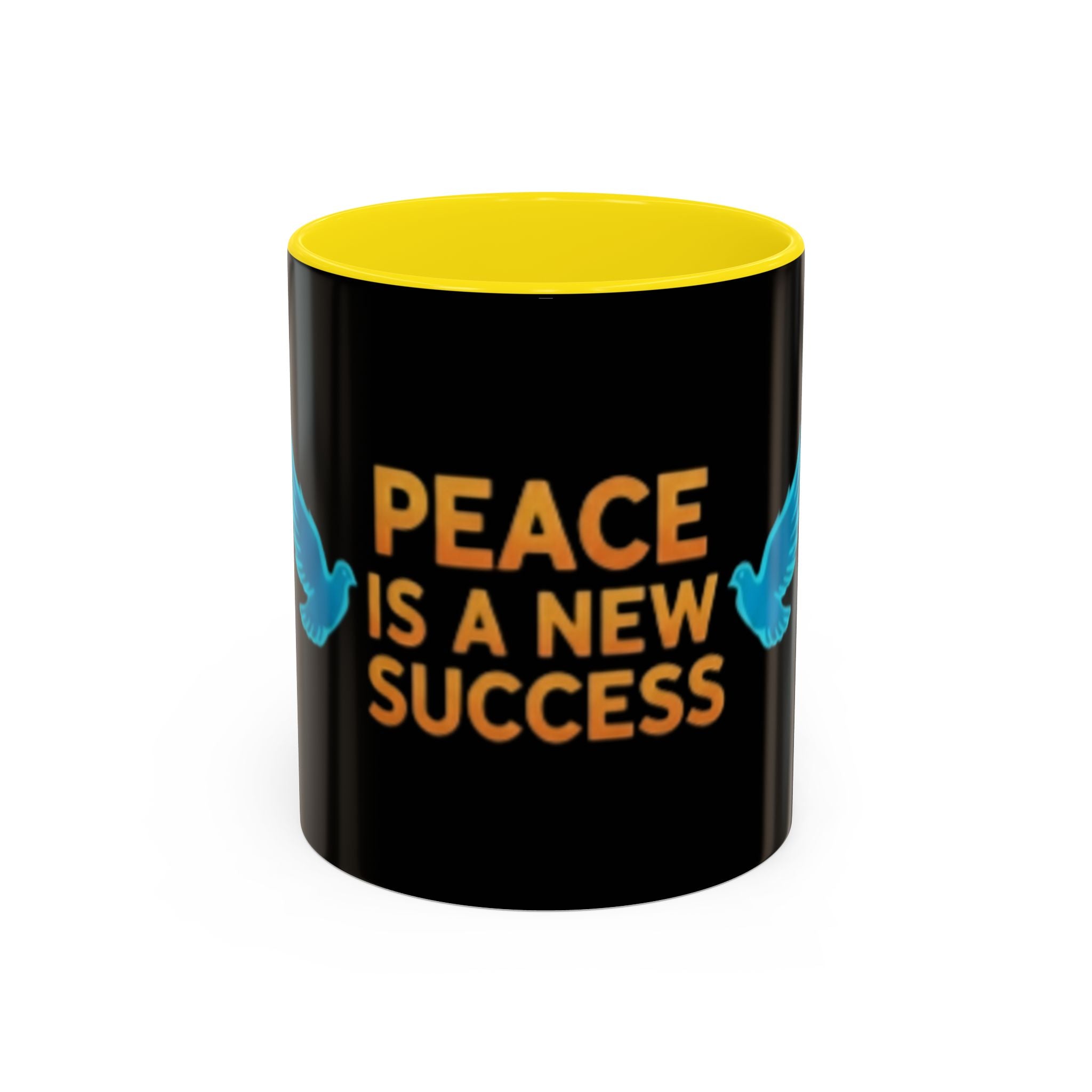 Peace Is A New Success Coffee Mug — Inspirational Dove Accent Mug (11/15 oz)