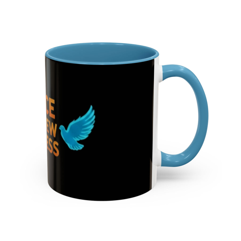 Peace Is A New Success Coffee Mug — Inspirational Dove Accent Mug (11/15 oz)