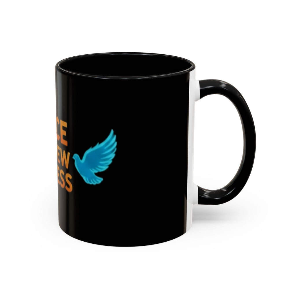 Peace Is A New Success Coffee Mug — Inspirational Dove Accent Mug (11/15 oz)