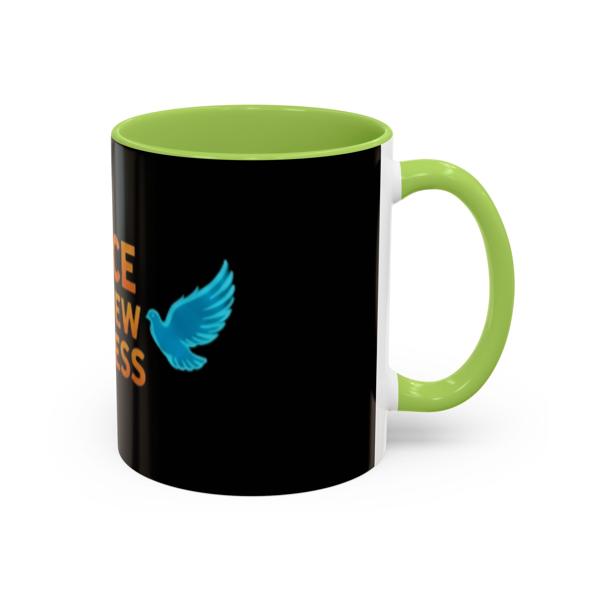 Peace Is A New Success Coffee Mug — Inspirational Dove Accent Mug (11/15 oz)