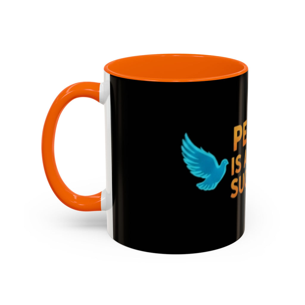 Peace Is A New Success Coffee Mug — Inspirational Dove Accent Mug (11/15 oz)