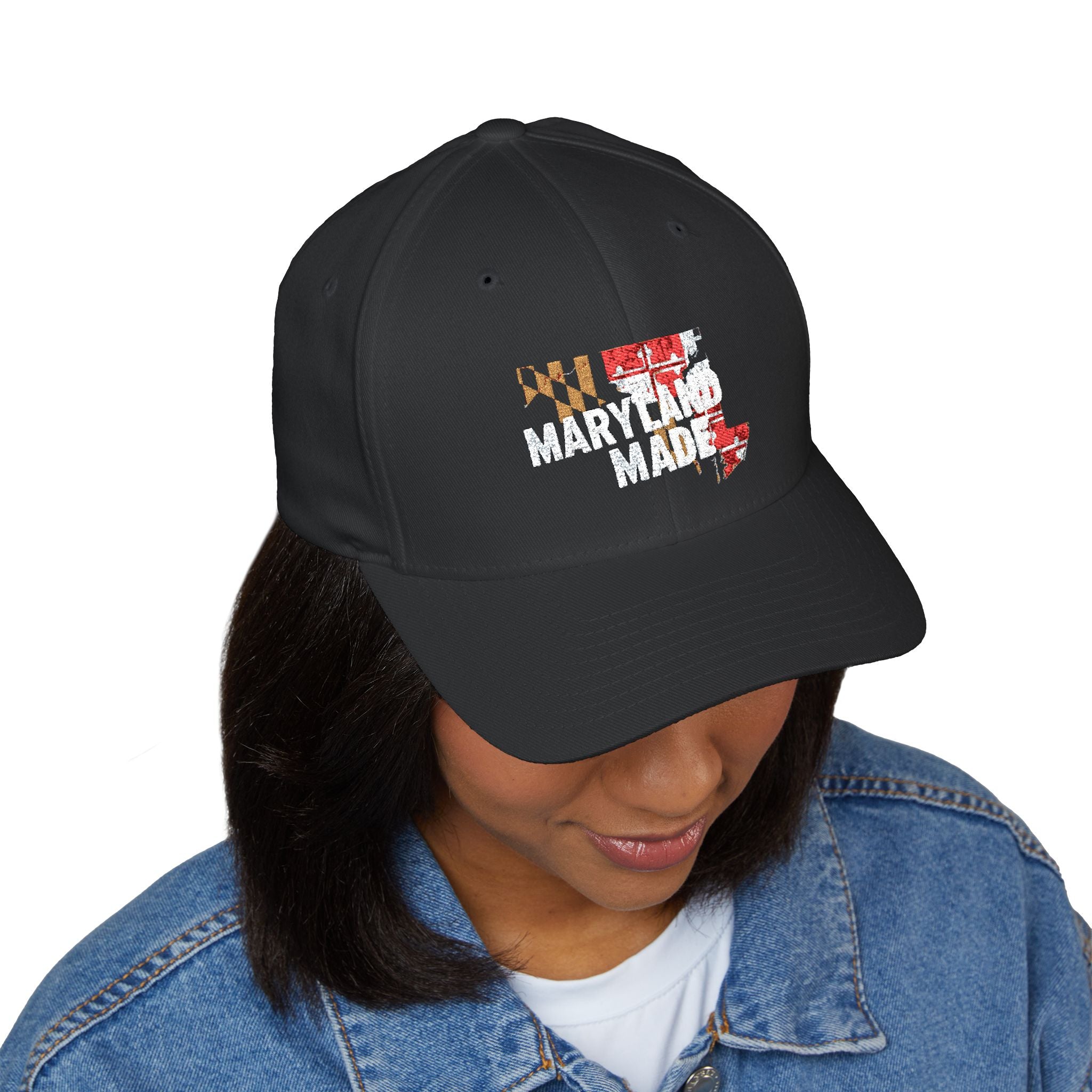 Maryland Made Embroidered Baseball Cap (State Flag Map Hat)