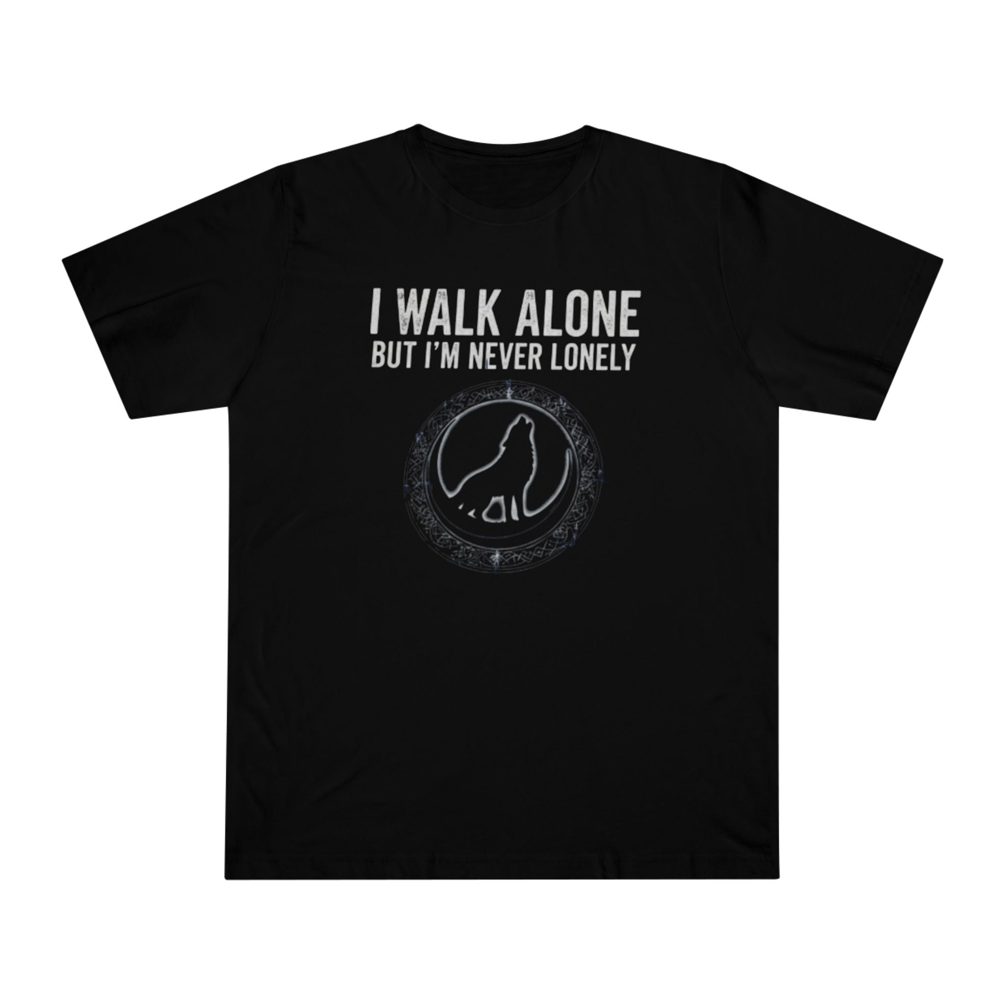 I Walk Alone But I’m Never Lonely T-Shirt — Wolf Circle Graphic Tee