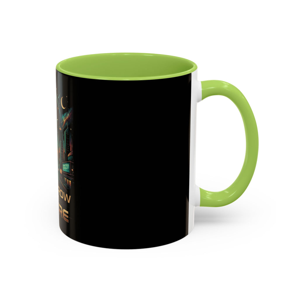 Tomorrow Is The Future Coffee Mug — Retro Space Rocket Accent Mug (11/15oz)