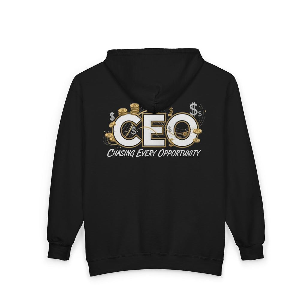 CEO Zip Hoodie "Chasing Every Opportunity" Money Graphic Full-Zip Sweatshirt
