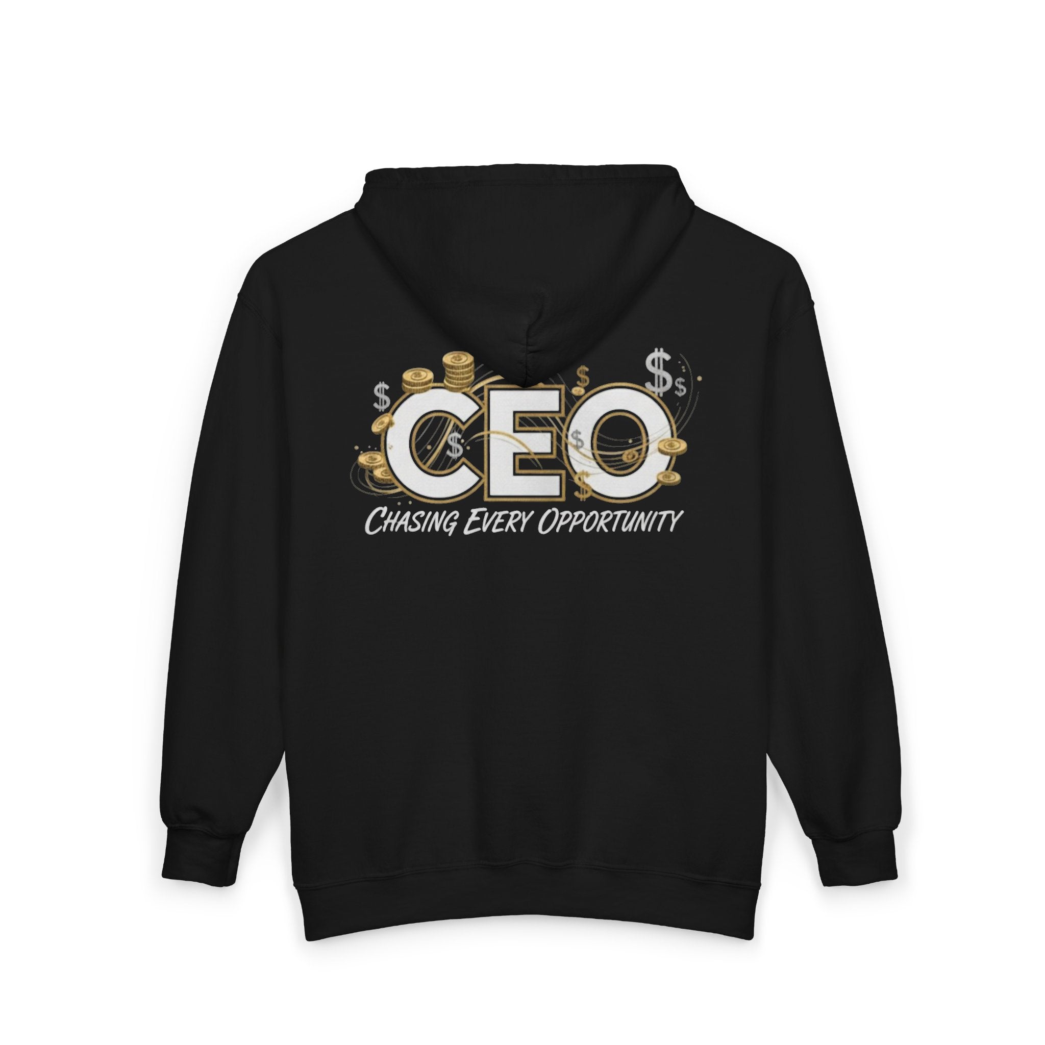 CEO Zip Hoodie "Chasing Every Opportunity" Money Graphic Full-Zip Sweatshirt