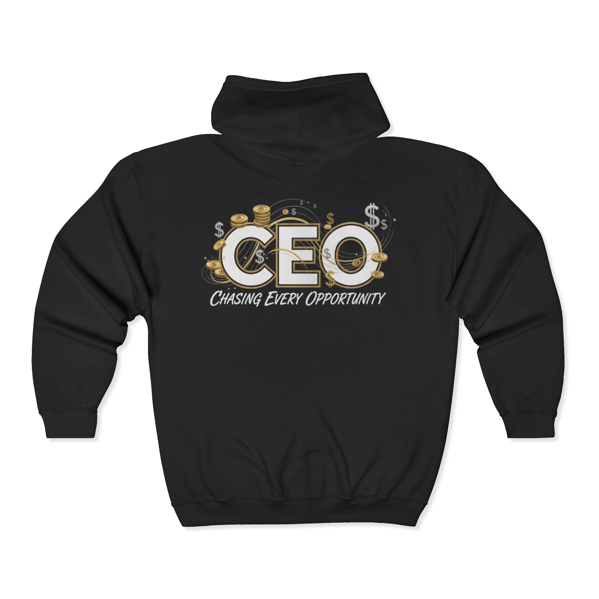 CEO Zip Hoodie "Chasing Every Opportunity" Money Graphic Full-Zip Sweatshirt