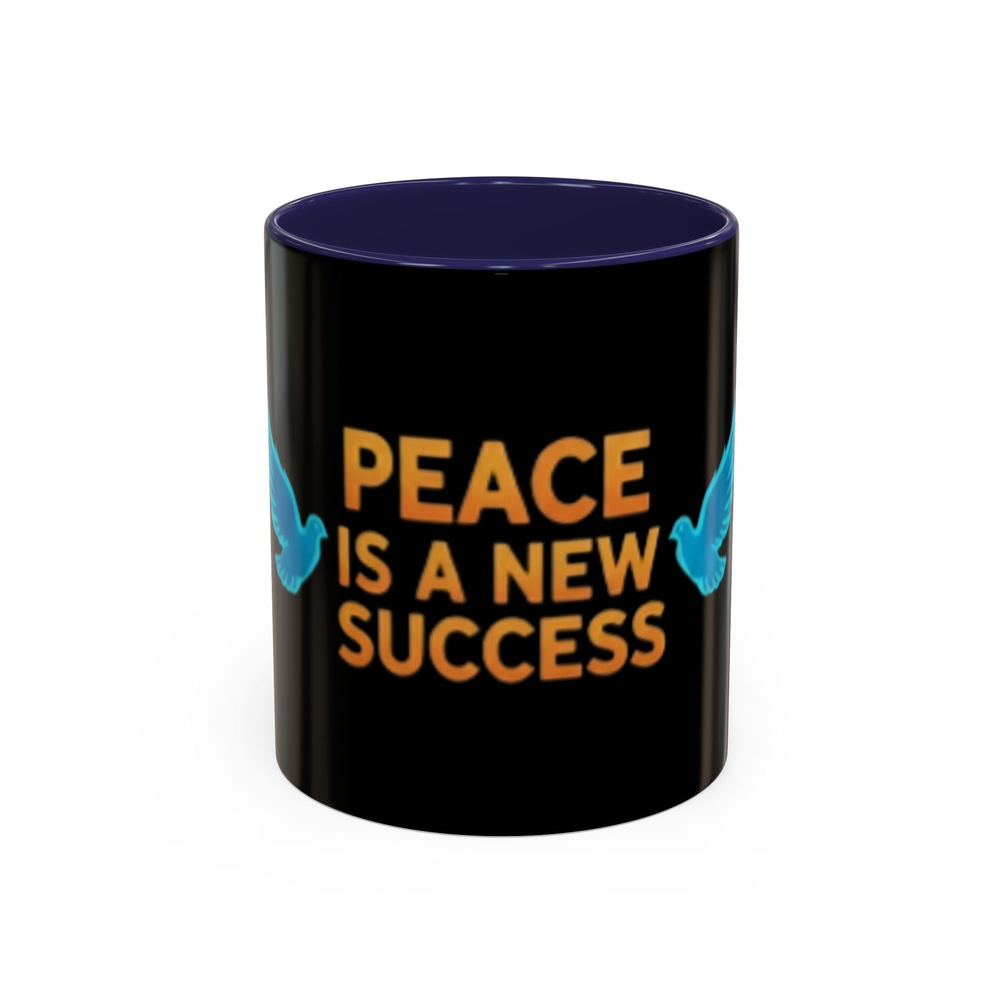 Peace Is A New Success Coffee Mug — Inspirational Dove Accent Mug (11/15 oz)