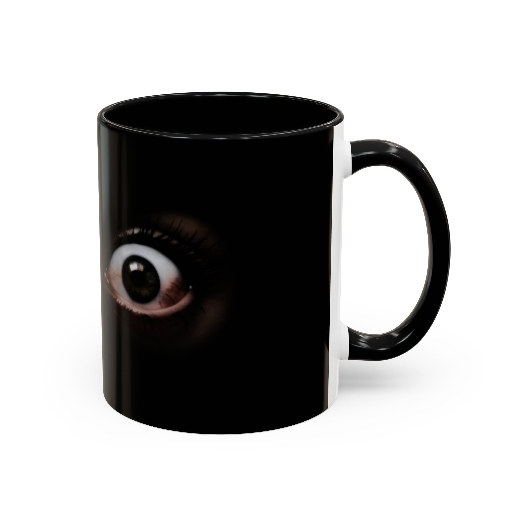 Wide Awake Eyes Black Ceramic Mug (11/15 oz)