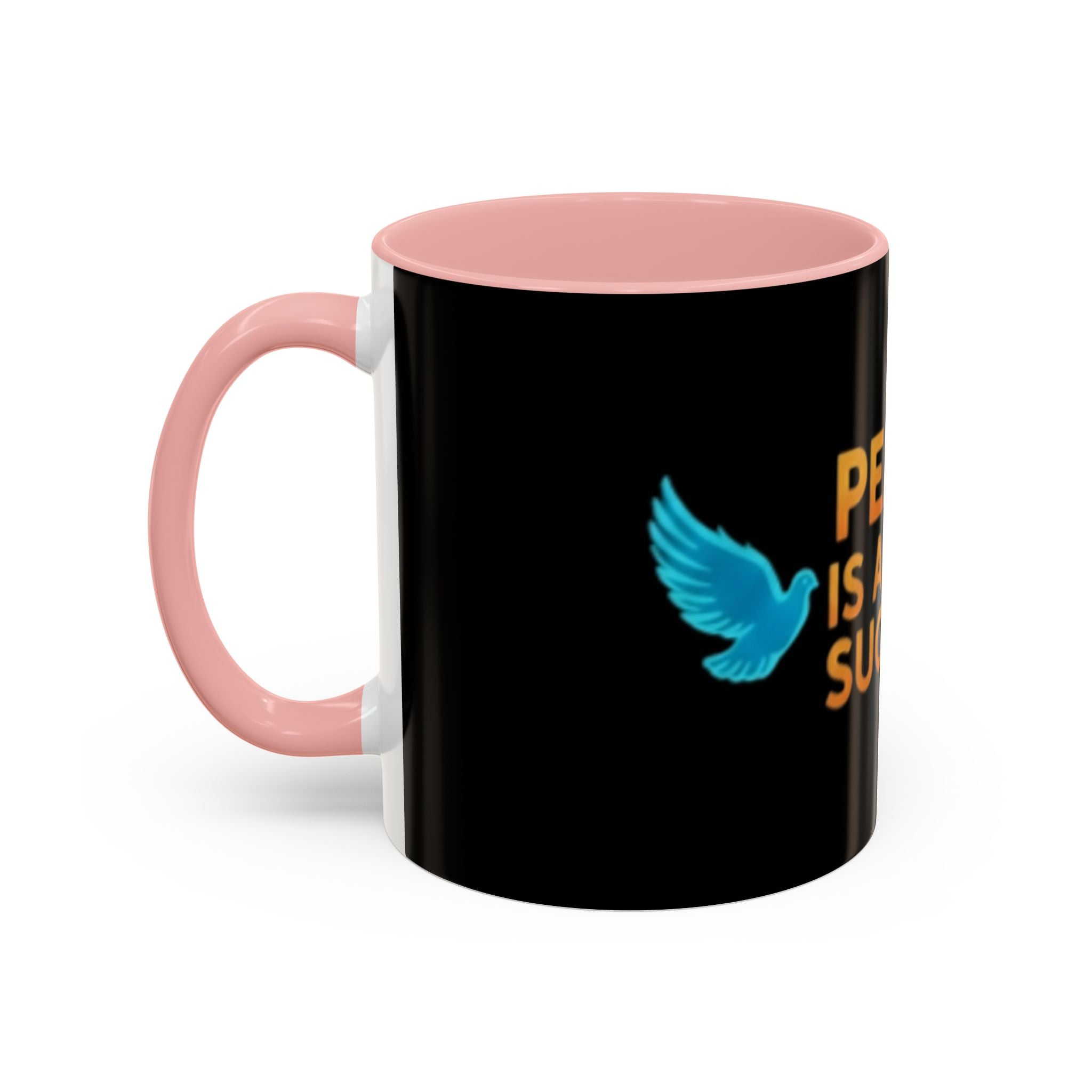 Peace Is A New Success Coffee Mug — Inspirational Dove Accent Mug (11/15 oz)