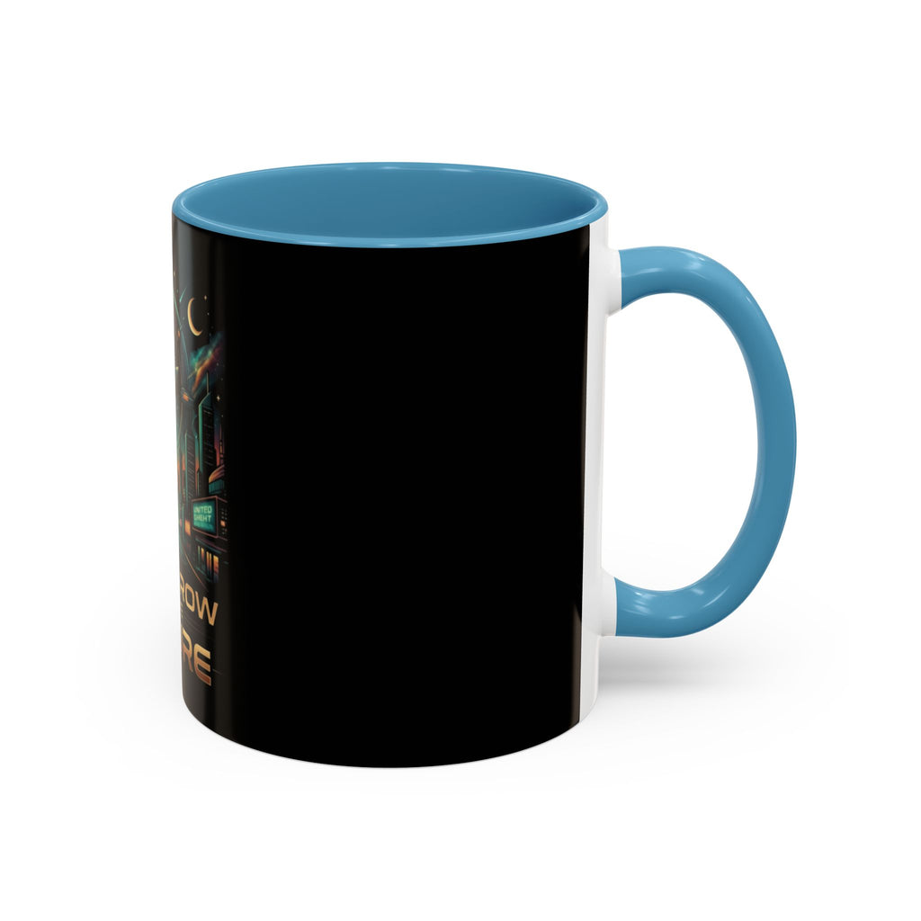 Tomorrow Is The Future Coffee Mug — Retro Space Rocket Accent Mug (11/15oz)